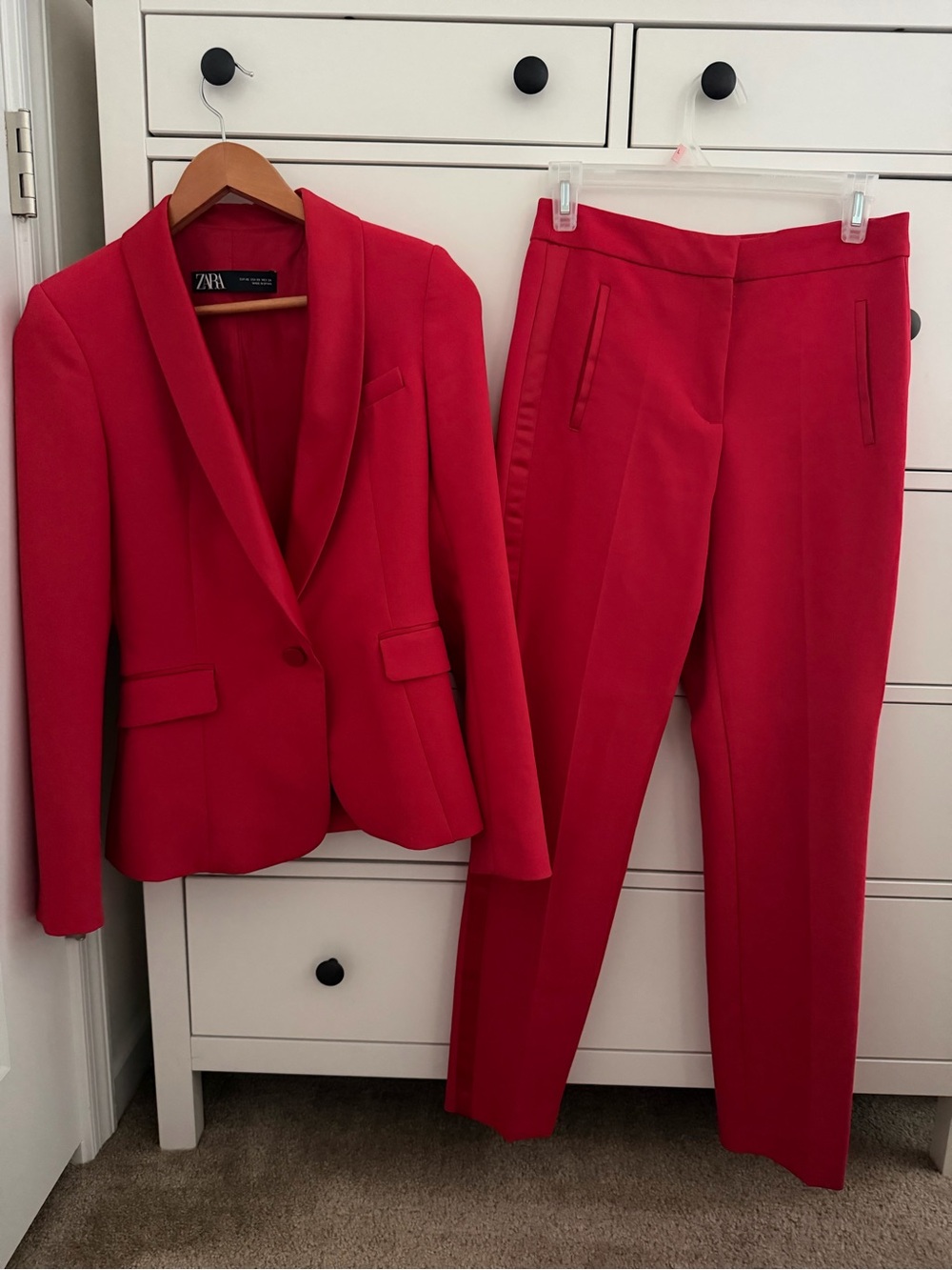 Zara Red Tailored Blazer & Slim Pants Set - Picture 4 of 8